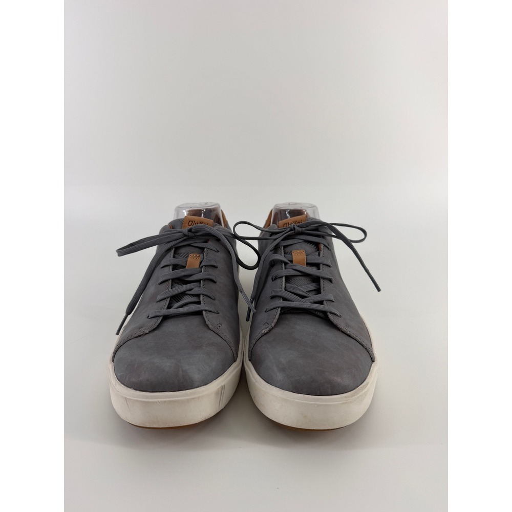 Olukai Lae'ahi Li 'Ili Mens 10.5 Grey Leather Lace Up Casual Sneakers Shoes